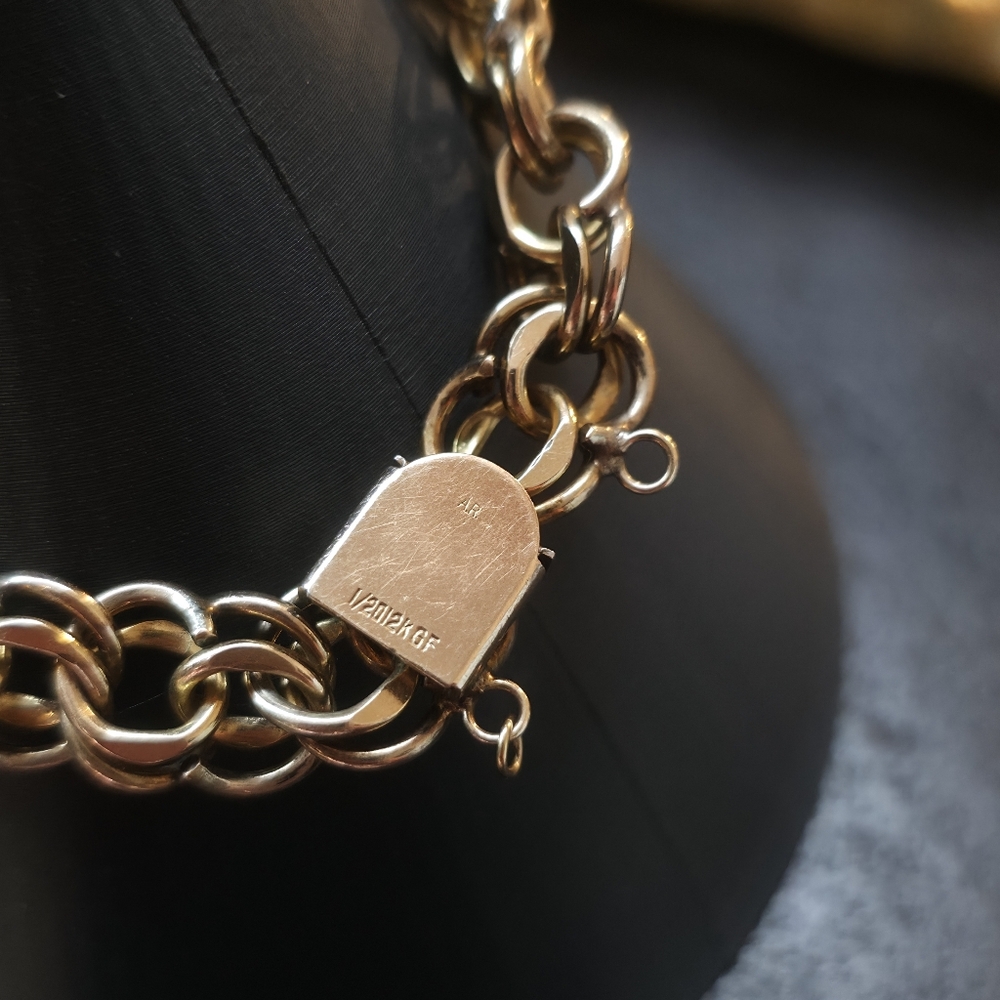 Mid Century 1/20 12k GF AR Double Chain Link Bracelet - Picture 3 of 6